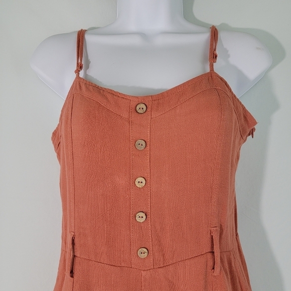 By Together + Collection Women's Dusty Pink Linen Blend Tank Romper Sz S Pocket - Picture 2 of 11